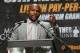 sLOS ANGELES, CA - MARCH 11: Floyd Mayweather Jr. speaks at the Floyd Mayweather v Manny Pacquiao Press Conference on March 11, 2015 in Los Angeles, California. (Photo by Stephen Dunn/Getty Images)