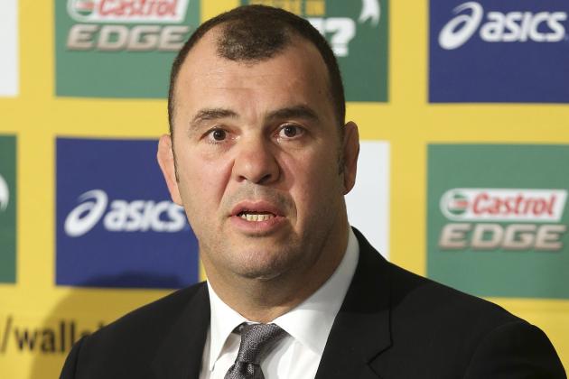New Wallabies head coach Michael Cheika speaks during a press conference at Australia Rugby headquarters in Sydney, Australia, Wednesday, Oct. 22, 2014. Cheika has taken over as Wallabies head coach on a three-year contract and allowed to remain in charge of the New South Wales Waratahs next season in a deal rushed through before the Australian squad leaves on a five-match European tour this week. (AP Photo/Rob Griffith)