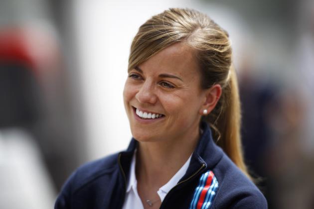 HOCKENHEIM, GERMANY - JULY 17:  Development driver Susie Wolff of Great Britain and Williams smiles in the paddock during previews ahead of the German Grand Prix at Hockenheimring on July 17, 2014 in Hockenheim, Germany.  (Photo by Drew Gibson/Getty Images)