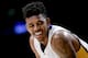Los Angeles Lakers forward Nick Young smiles during the second half of an NBA basketball game against the Boston Celtics in Los Angeles, Sunday, Feb. 22, 2015. The Los Angeles Lakers won 118-111 in overtime. (AP Photo/Chris Carlson)