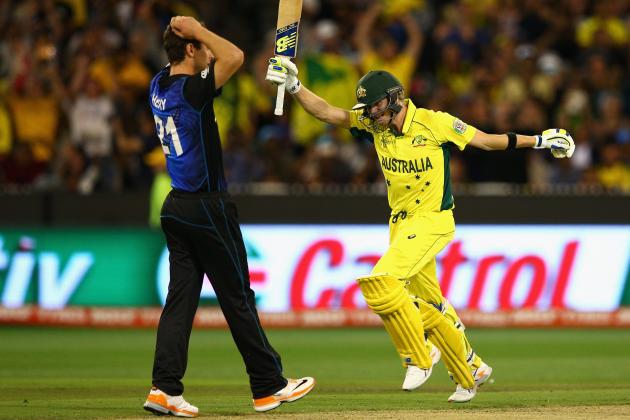 MELBOURNE, AUSTRALIA - MARCH 29:  Steve Smith of Australia celebrates hitting the winning runs during the 2015 ICC Cricket World Cup final match between Australia and New Zealand at Melbourne Cricket Ground on March 29, 2015 in Melbourne, Australia.  (Photo by Cameron Spencer/Getty Images)