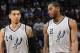 SAN ANTONIO - MARCH 27: Danny Green #14 and Kawhi Leonard #2 of the San Antonio Spurs during the game against the Dallas Mavericks at the AT&T Center on March 27, 2014 in San Antonio, Texas. NOTE TO USER: User expressly acknowledges and agrees that, by downloading and or using this photograph, user is consenting to the terms and conditions of the Getty Images License Agreement. Mandatory Copyright Notice: Copyright 2015 NBAE (Photos by D. Clarke Evans/NBAE via Getty Images)