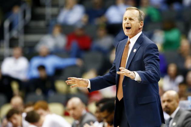 PITTSBURGH, PA - MARCH 19:  Head coach Rick Barnes of the Texas Longhorns reacts in the second half against the Butler Bulldogs during the second round of the 2015 NCAA Men's Basketball Tournament at Consol Energy Center on March 19, 2015 in Pittsburgh, Pennsylvania.  (Photo by Jared Wickerham/Getty Images)