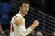 Wisconsin's Frank Kaminsky (44) celebrates in the second half of an NCAA college basketball game in the championship of the Big Ten Conference tournament in Chicago, Sunday, March 15, 2015. Wisconsin defeated Michigan State 80-69 in overtime. (AP Photo/Michael Conroy)