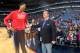 NEW ORLEANS, LA - DECEMBER 30: Anthony Davis #23 of the New Orleans Pelicans and John Calipari Head Coach of the University of Kentucky speak before a game against the Phoenix Suns on December 30, 2014 at Smoothie King Center in New Orleans, Louisiana. NOTE TO USER: User expressly acknowledges and agrees that, by downloading and or using this Photograph, user is consenting to the terms and conditions of the Getty Images License Agreement. Mandatory Copyright Notice: Copyright 2014 NBAE (Photo by Layne Murdoch/NBAE via Getty Images)