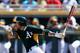 MESA, AZ - MARCH 10: Brett Lawrie #15 of the Oakland Athletics bats against the Arizona Diamondbacks during the spring training game at HoHoKam Stadium on March 10, 2015 in Mesa, Arizona. (Photo by Christian Petersen/Getty Images)