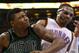 Boston Celtics guard Marcus Smart (36) drives around Oklahoma City Thunder guard Russell Westbrook, right, in the fourth quarter of an NBA basketball game in Oklahoma City, Wednesday, March 18, 2015. Oklahoma City won 122-118. (AP Photo/Sue Ogrocki)
