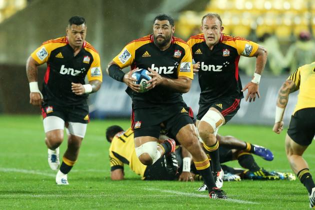 WELLINGTON, NEW ZEALAND - MAY 17:  Ben Afeaki of the Chiefs runs the ball during the round 14 Super Rugby match between the Hurricanes and the Chiefs at Westpac Stadium on May 17, 2013 in Wellington, New Zealand.  (Photo by Hagen Hopkins/Getty Images)