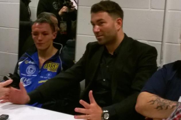 Hearn (right) with Josh Warrington (left)