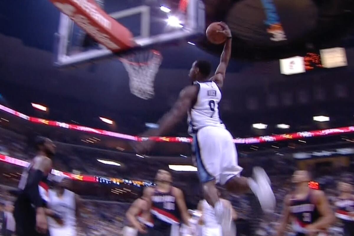 Grizzlies' Tony Allen Soars in for Leaning 1Handed Dunk Against Trail