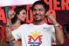 LAS VEGAS, NV - APRIL 28: WBO welterweight champion Manny Pacquiao poses during a fan rally at the Mandalay Bay Convention Center on April 28, 2015 in Las Vegas, Nevada. Pacquiao will face WBC/WBA welterweight champion Floyd Mayweather Jr. in a unification bout on May 2, 2015 in Las Vegas. (Photo by Ethan Miller/Getty Images)