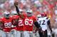 COLUMBUS, OH - SEPTEMBER 7: Michael Bennett #63 of the Ohio State Buckeyes celebrates after recovering a fumble in the second quarter against the San Diego State Aztecs at Ohio Stadium on September 7, 2013 in Columbus, Ohio. Ohio State defeated San Diego State 42-7. (Photo by Jamie Sabau/Getty Images)