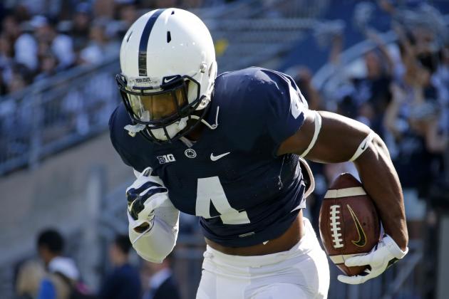 Penn State safety Adrian Amos (4) warms up before an NCAA college football game against Northwestern in State College, Pa., Saturday, Sept. 27, 2014. Northwestern won 29-6. (AP Photo/Gene J. Puskar)