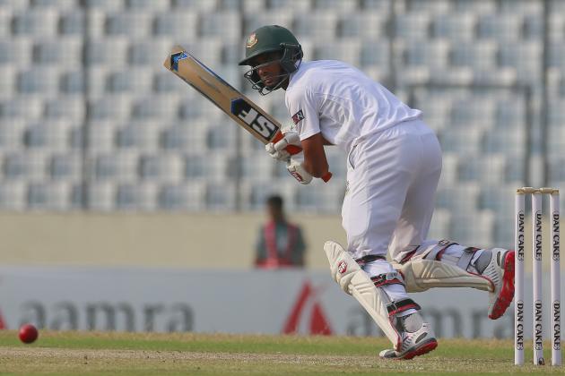 Bangladesh’s Mahmudullah plays a shot during the second day of their second test cricket match against Pakistan in Dhaka, Bangladesh, Thursday, May 7, 2015. (AP Photo/ A.M. Ahad)