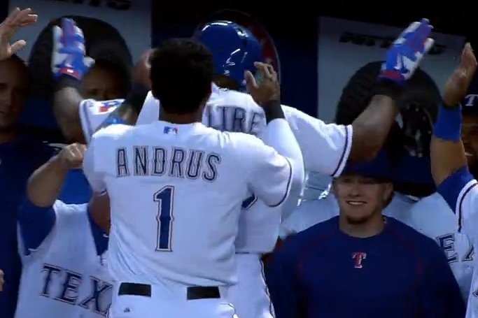 Messing with Adrian Beltre's hair! Most likely culprit - Elvis Andrus -  from…