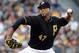 Pittsburgh Pirates starting pitcher Francisco Liriano (47) throws in the second inning of a baseball game against the St. Louis Cardinals, Friday, May 8, 2015, in Pittsburgh. (AP Photo/Gene J. Puskar)
