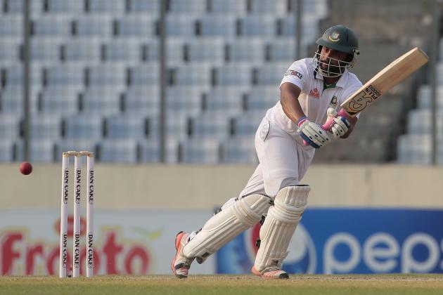 Bangladesh’s Tamim Iqbal plays a shot during the third day of their second test cricket match against Pakistan in Dhaka, Bangladesh, Friday, May 8, 2015. (AP Photo/A.M. Ahad)