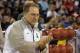 Michigan State head coach Tom Izzo watches his players during a practice session for the NCAA Final Four tournament college basketball semifinal game Friday, April 3, 2015, in Indianapolis. Michigan State plays Duke on Saturday. (AP Photo/David J. Phillip)