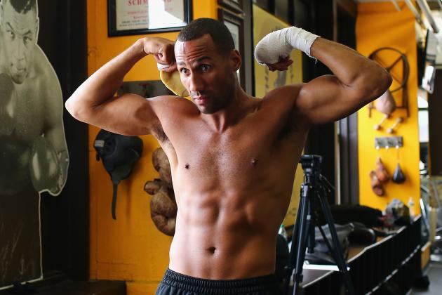 BOSTON, MA - MAY 20:  James DeGale works out at The Ring Boxing Club in preparation for his super middleweight bout against Andre Dirrell on May 20, 2015 in Boston, Massachusetts.  (Photo by Maddie Meyer/Getty Images)