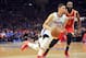 May 8, 2015; Los Angeles, CA, USA; Los Angeles Clippers guard Austin Rivers (25) moves the ball ahead of Houston Rockets guard James Harden (13) during the second half in game three of the second round of the NBA Playoffs. at Staples Center. Mandatory Credit: Gary A. Vasquez-USA TODAY Sports