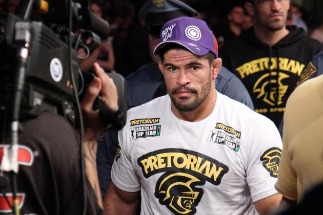 Rousimar Palhares leaves the Octagon after his fight against Alan Belcher at UFC on Fox at the Izod Center in E. Rutherford, NJ on Saturday, May 5, 2012.  Belcher won via TKO in round 1. (AP Photo/Gregory Payan)