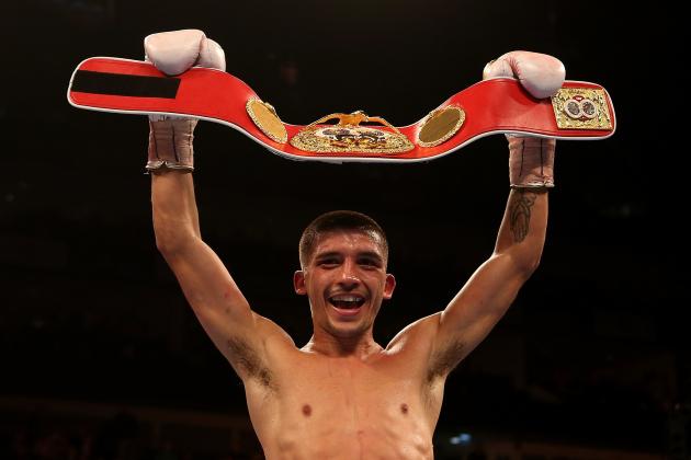 LONDON, ENGLAND - MAY 30:  Lee Selby of Wales celebrates with the IBF Featherweight World Championship belt after defeating Evgeny Gradovich during the IBF Featherweight World Championship bout at The O2 Arena on May 30, 2015 in London, England.  (Photo by Ben Hoskins/Getty Images)