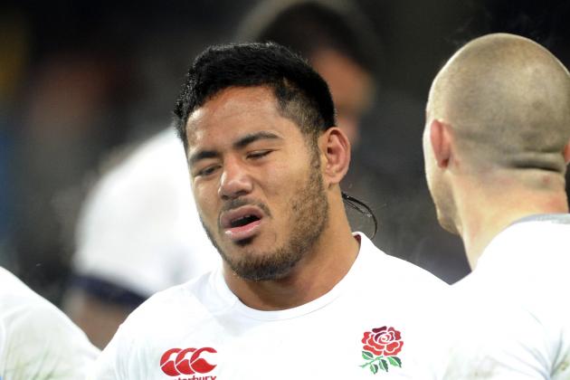 England’s Manu Tuilagi stands on the ground after his team's loss to New Zealand in their second international rugby test match at Forsyth Barr Stadium in Dunedin, New Zealand, Saturday, June 14, 2014. (AP Photo/SNPA, Ross Setford) NEW ZEALAND OUT