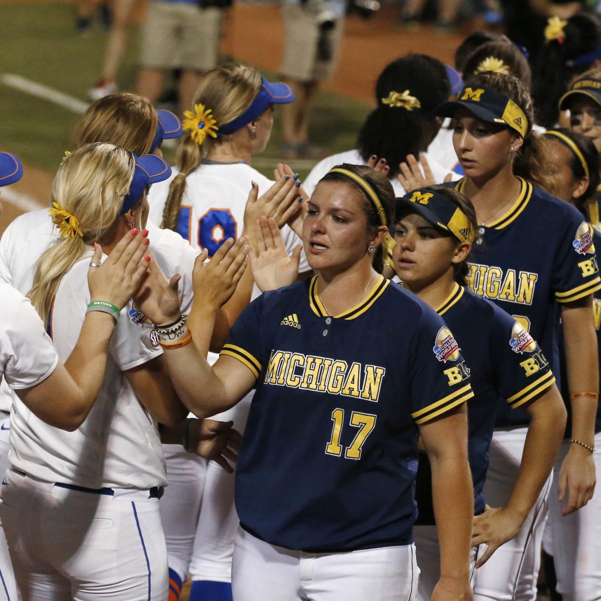 College Softball World Series 2015: Michigan vs. Florida Game 3 Score