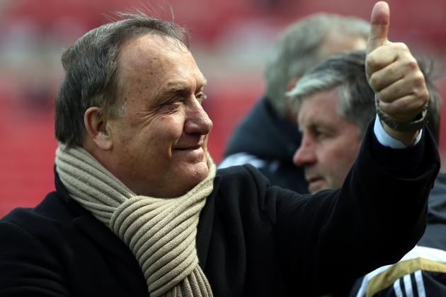 Sunderland's manager Dick Advocaat awaits the start of their English Premier League soccer match between Sunderland and Southampton at the Stadium of Light, Sunderland, England, Saturday, May 2, 2015. (AP Photo/Scott Heppell)
