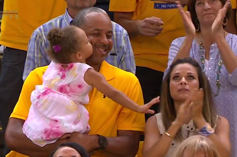 Riley Curry Picks Perfect Time To Kiss Grandpa Dell Curry During Game 2 Bleacher Report Latest News Videos And Highlights