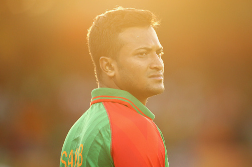 CANBERRA, AUSTRALIA - FEBRUARY 18:  Shakib Al Hasan of Bangladesh looks on during the 2015 ICC Cricket World Cup match between Bangladesh and Afghanistan at Manuka Oval on February 18, 2015 in Canberra, Australia.  (Photo by Cameron Spencer/Getty Images)