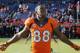Denver Broncos wide receiver Demaryius Thomas (88) stretches prior to an NFL football game against the Oakland Raiders, Sunday, Dec. 28, 2014, in Denver. (AP Photo/Jack Dempsey)