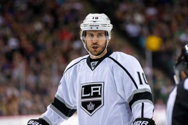 Mar 28, 2015; Saint Paul, MN, USA; Los Angeles Kings forward Mike Richards (10) in the first period against the Minnesota Wild at Xcel Energy Center. The Minnesota Wild beat the Los Angeles Kings 4-1. Mandatory Credit: Brad Rempel-USA TODAY Sports