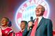 In this picture taken Saturday May 17, 2014, Bayern Munich's CEO Karl-Heinz Rummenigge speaks during the after-match party after the club won the German soccer cup final against Borussia Dortmund in Berlin. (AP Photo/ Alexander Hassenstein,Pool)