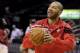 Houston Rockets' Royce White before a preseason NBA basketball game against the New Orleans Hornets Friday, Oct. 12, 2012, in Houston. (AP Photo/Pat Sullivan)