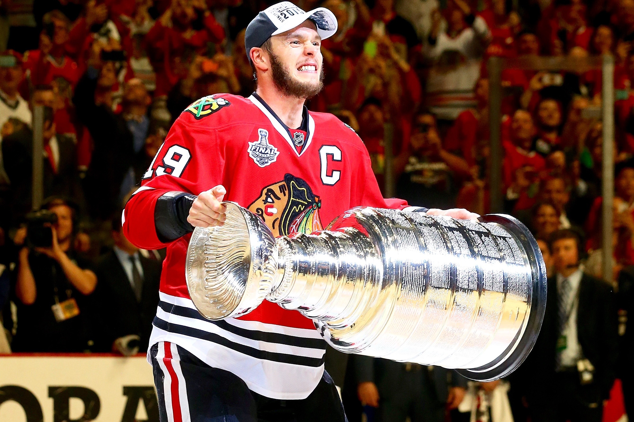 Patrick Kane with the Stanley Cup Game 6 of the 2015 Stanley Cup