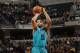 INDIANAPOLIS, IN - APRIL 3: Gerald Henderson #9 of the Charlotte Hornets shoots against the Indiana Pacers during the game on April 3, 2015 at Bankers Life Fieldhouse in Indianapolis, Indiana. NOTE TO USER: User expressly acknowledges and agrees that, by downloading and/or using this photograph, User is consenting to the terms and conditions of the Getty Images License Agreement. Mandatory Copyright Notice: Copyright 2015 NBAE (Photo by Ron Hoskins/NBAE via Getty Images)