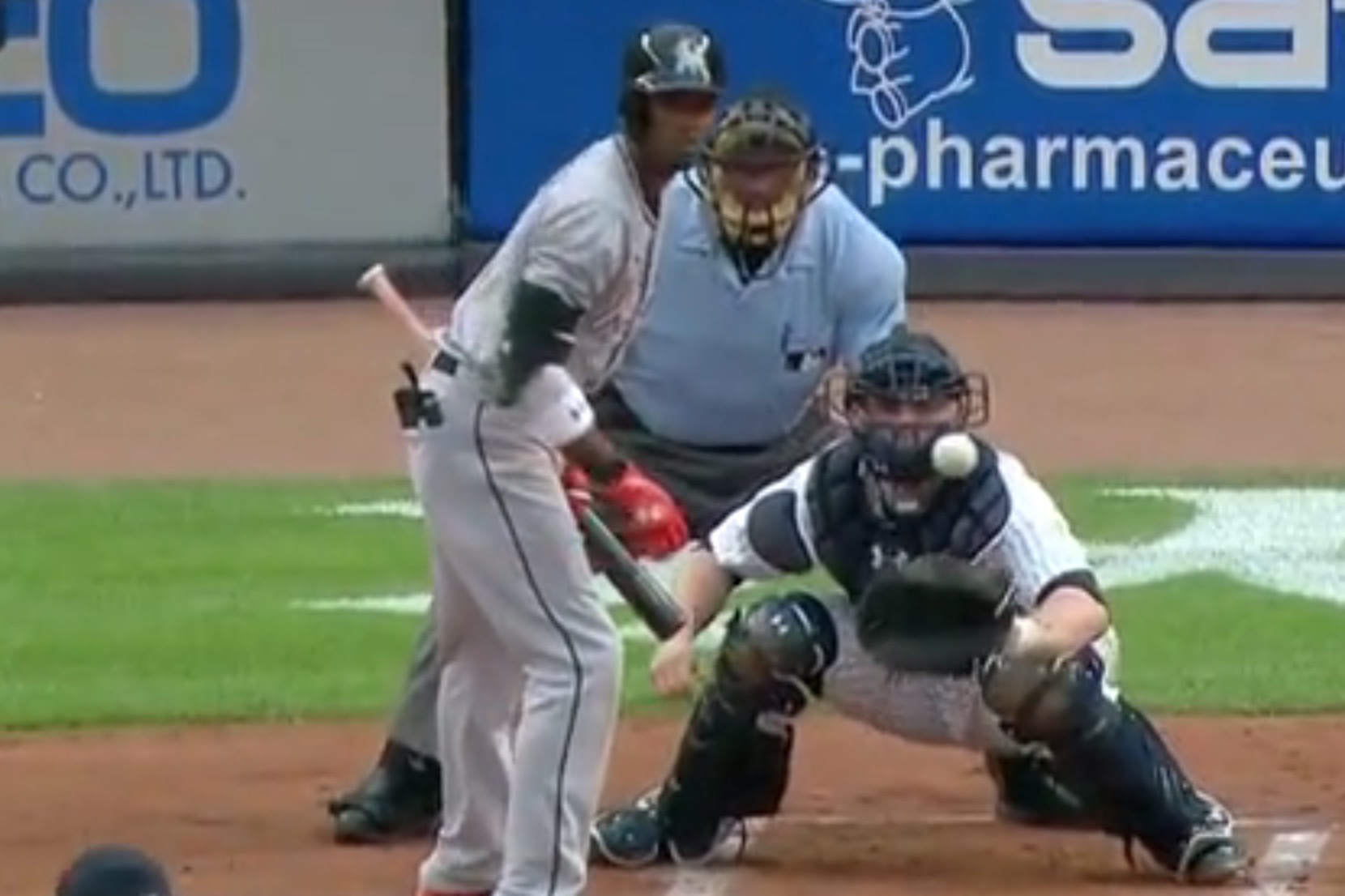 Dee Gordon just watches as Michael Pineda strikes him out