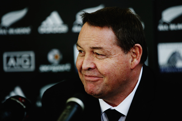 AUCKLAND, NEW ZEALAND - JUNE 21: All Blacks head coach Steve Hansen speaks to the media during the New Zealand All Blacks 2015 International season squad announcement at Auckland Grammar School on June 21, 2015 in Auckland, New Zealand. (Photo by Hannah Peters/Getty Images)