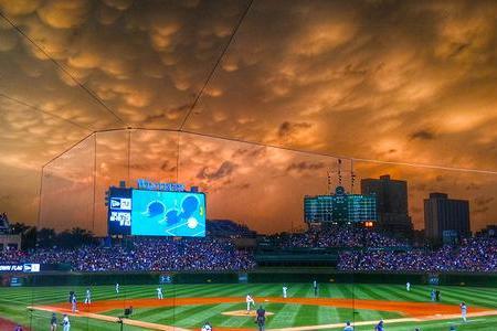 See pictures from a smoky night at Wrigley Field on Tuesday