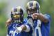 St. Louis Rams running backs Todd Gurley (30) and Benny Cunningham (36) during an NFL football organized team activity, Thursday, June 11, 2015, in St. Louis. (AP Photo/Michael Thomas)
