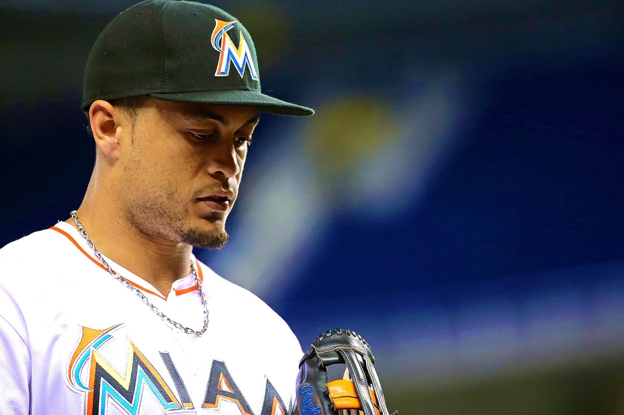 Marlins star Giancarlo Stanton hospitalized after taking pitch to face