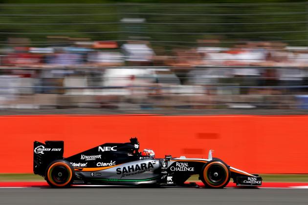 NORTHAMPTON, ENGLAND - JULY 03:  Nico Hulkenberg of Germany and Force India drives during practice for the Formula One Grand Prix of Great Britain at Silverstone Circuit on July 3, 2015 in Northampton, England.  (Photo by Charles Coates/Getty Images)