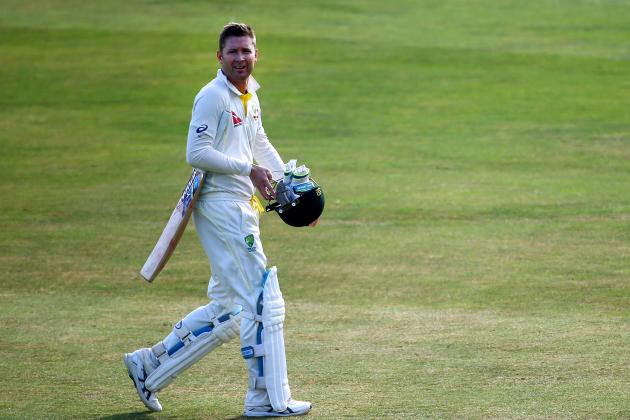 CHELMSFORD, ENGLAND - JULY 03: Michael Clarke of Australia walks off dejected having been bowled out by Aron Nijjar of Essex during day three of the tour match between Essex and Australia at The Ford County Ground on July 03, 2015 in Chelmsford, England. (Photo by Charlie Crowhurst/Getty Images)