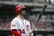 Washington Nationals right fielder Bryce Harper (34) bats during a baseball game against the San Francisco Giants at Nationals Park, Saturday, July 4, 2015, in Washington. The Nationals won 9-3. (AP Photo/Alex Brandon)