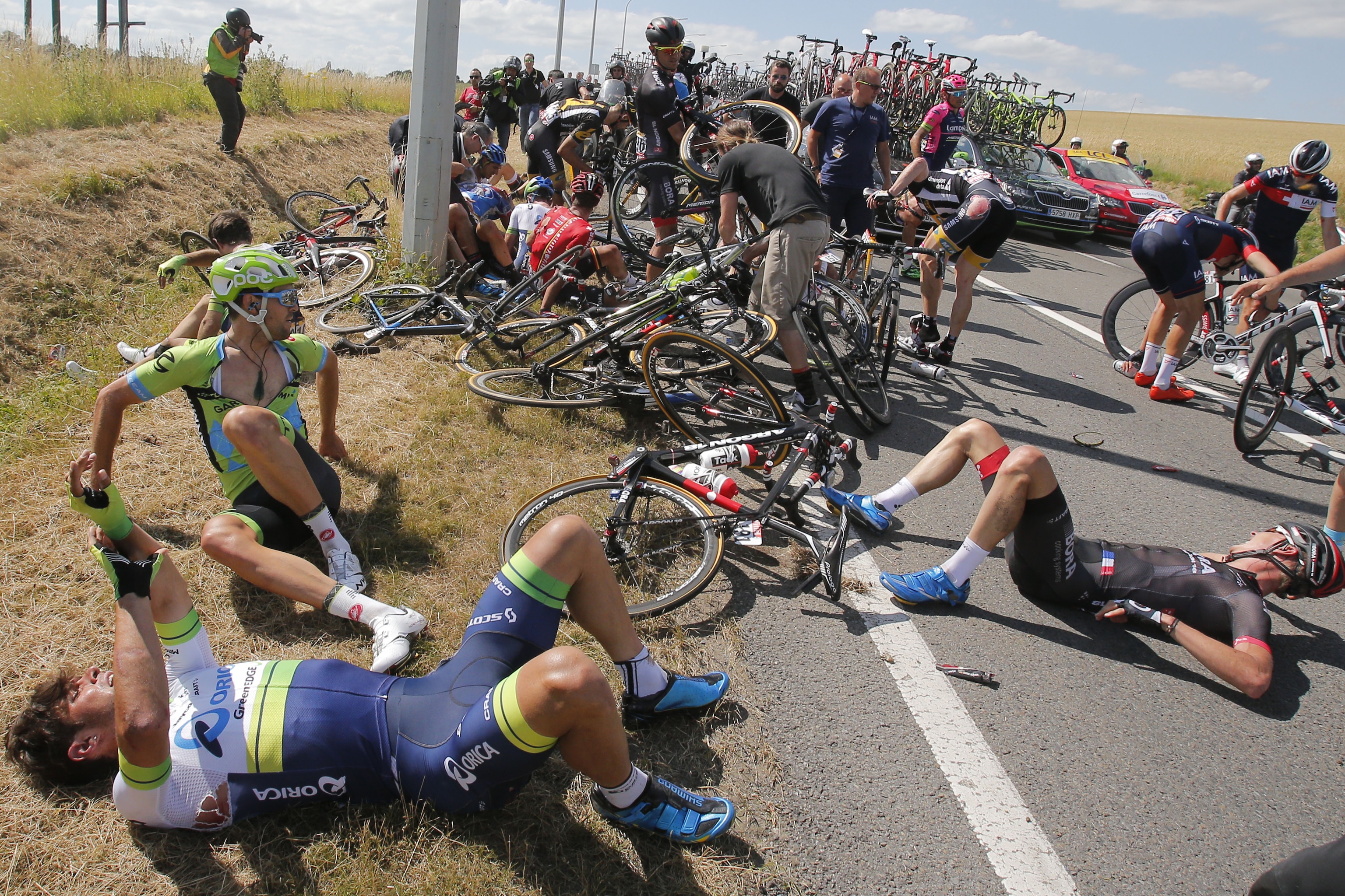 picture Tour De France Bike Crash riders on stage 3 of the tour de france