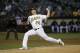 Oakland Athletics pitcher Scott Kazmir (26) against the Seattle Mariners during a baseball game in Oakland, Calif., Thursday, July 2, 2015. (AP Photo/Jeff Chiu)