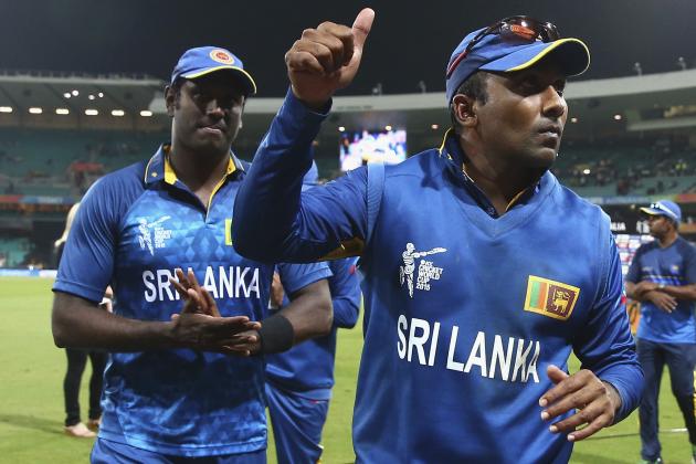 SYDNEY, AUSTRALIA - MARCH 18:  Mahela Jayawardene and Angelo Mathews of Sri Lanka leave the ground during the 2015 ICC Cricket World Cup Quarter Final match between South Africa and Sri Lanka at Sydney Cricket Ground on March 18, 2015 in Sydney, Australia.  (Photo by Ryan Pierse/Getty Images)