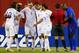 FOXBORO, MA - JULY 10: Teammates congratulate Clint Dempsey #8 of United States after he scored a goal as Frantz Bertin #6 of Haiti, right, disputes the call during the 2015 CONCACAF Gold Cup Group A match between United States and Haiti at Gillette Stadium on July 10, 2015 in Foxboro, Massachusetts. (Photo by Maddie Meyer/Getty Images)
