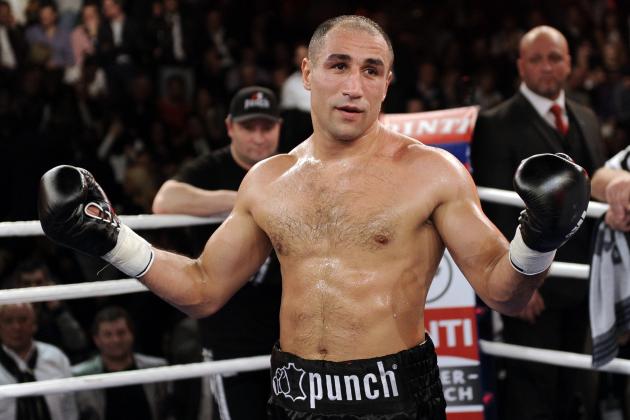 Arthur Abraham of Germany reacts disappointed after Stjepan Bozic of Croatia broke his hand during their super middleweight fight in Muelheim, western Germany, Saturday, Feb. 12, 2011. Abraham won the fight, after Bozic broke his hand in the second round. (AP Photo/Martin Meissner)